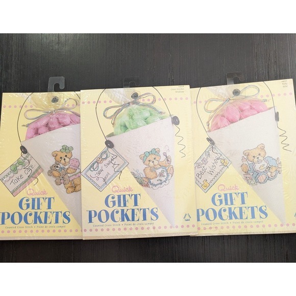 Leisure Arts Other - Counted Cross Stitch Quick Gift Pockets Lot of 3 NEW
